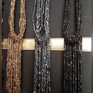 Sparkly, Necktie-Style, Beaded Necklace, available in 3 colors (msg me w/ color)
